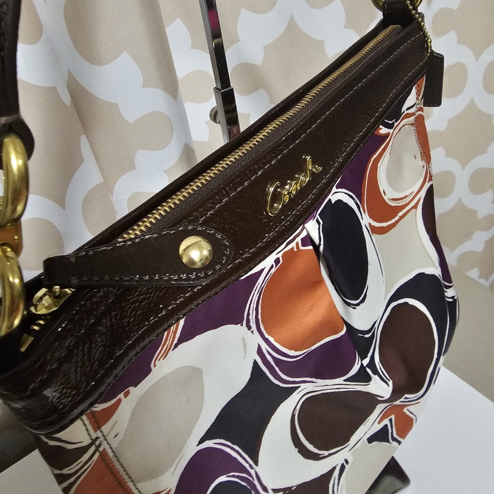 COACH Ashley Hand Drawn Scarf Print Shoulder Bag - Picture 9 of 16